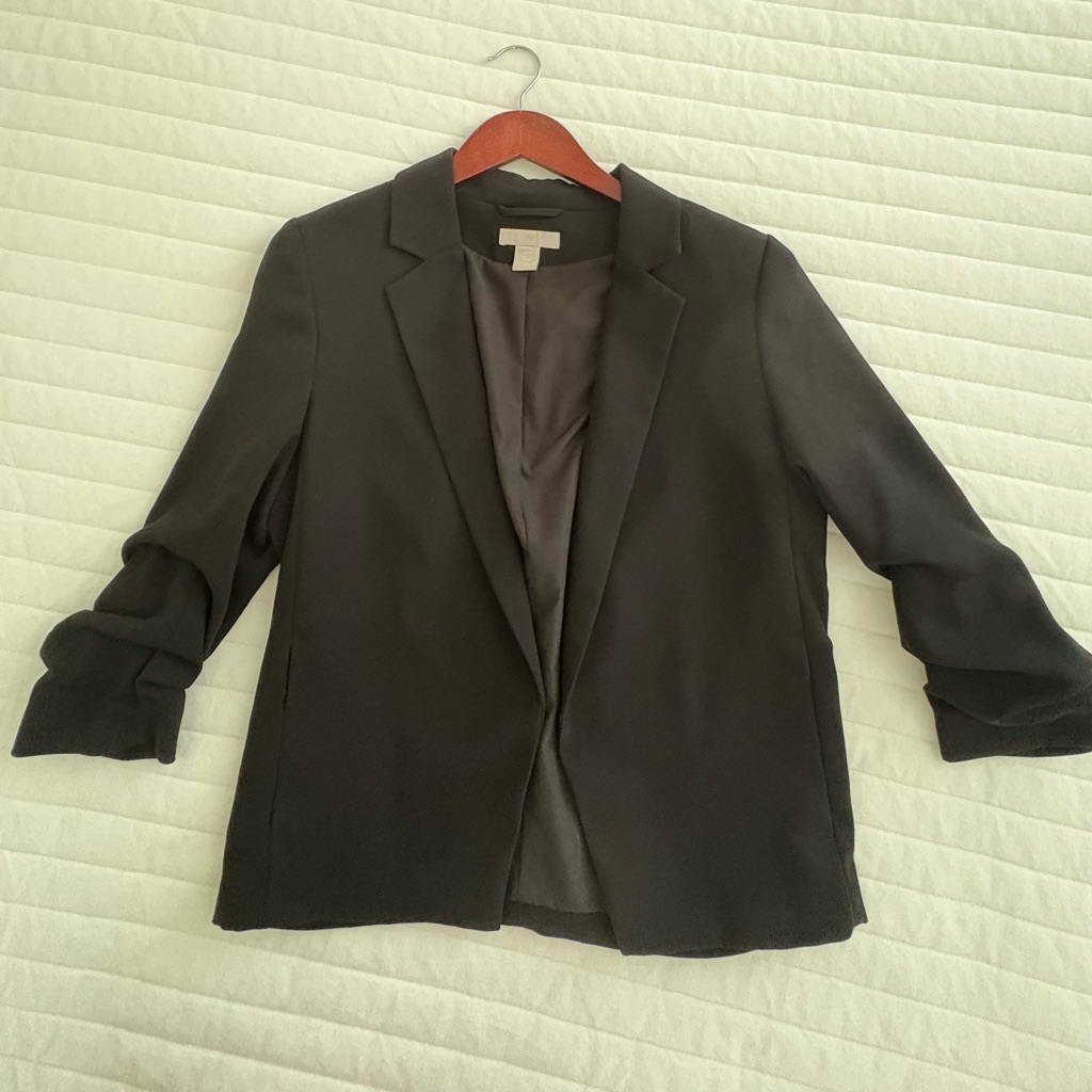 H&M Black Women's Blazer - Classic Open-Front Tailored Style
